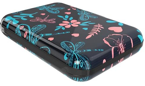 Porte Carte Femme Elegant Aluminium avec securite RFID Grande capacite Resistant a l'usure Design Moderne Porte Carte bancaire Femme Porte Carte Anti piratage Femme Libellule