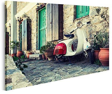 islandburner Prime Bild auf Leinwand Altes Mofa Geparkt Karpathos Griechenland Bilder Wandbilder Poster