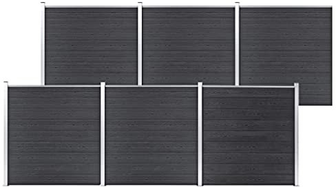 NITCA WPC Zaun-Set 6 Elemente Sichtschutzzaun Windschutz 1045x186 cm Grau - Komplettset Gartenzaun