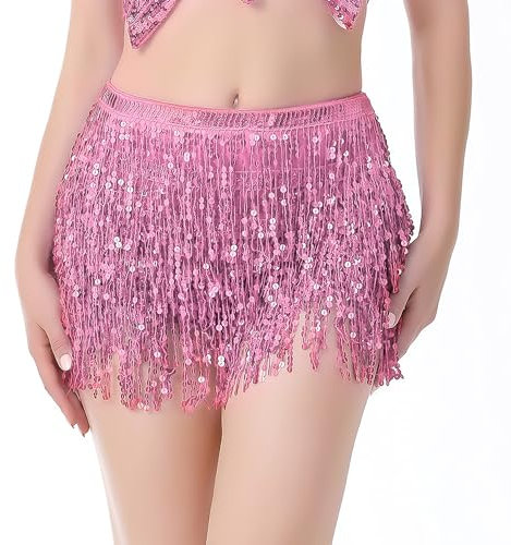 DAZZLUXE Gonna con Paillettes Glitterata in 1 Pezzo, Gonna con Paillettes da Donna, Gonna con Paillettes Rosa, Gonna con Frange di Paillettes, Gonna Glitterata da Donna