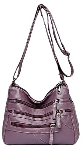 Strand Taschen Crossbody-Geldbörsen für Frauen, lässig, verstellbarer Riemen, Umhängetasche, Damen-Ledertasche Taschen Damen Memento (Purple, One Size)