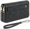 GAEKEAO Portefeuille Femme Grand, Porte Feuille Feminin Cuir Végétalien Double Fermeture à Glissière, RFID Porte chequier, avec Multiples Poches Portefeuilles et Porte-Cartes Idee Cadeau Femmes