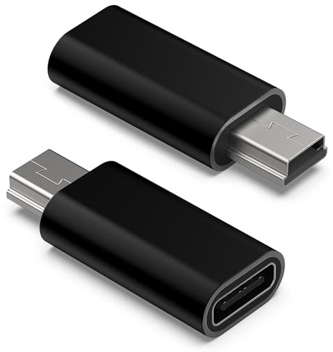 LIWEARE USB C auf Mini USB Adapter, Typ C Buchse auf Mini USB Stecker, USB Mini auf USB C Adapter für Digitalkameras, Computer und GPS (Schwarz)