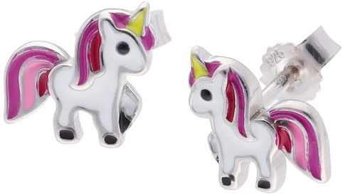 trendor Kinder-Ohrringe Silber 925 Einhorn Ohrstecker 68348