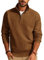 PJ PAUL JONES Troyer Herren Strickpullover mit Reissverschluss Winter Pullover V Ausschnitt Braun XL