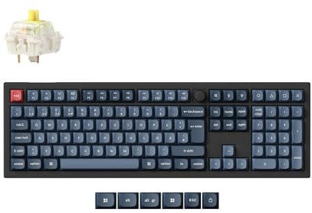 Keychron V6 Max Kabellose QMK Custom Mechanische Tastatur, 2.4 GHz Bluetooth Full-Size DE-ISO Layout RGB Hot-Swappable Gateron Bananen Switch Kompatibel mit Mac Windows Linux