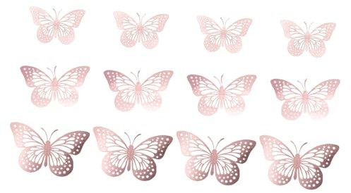 Abaodam 12 Pièces Sticker décoratif Décoration de fête stickers muraux bricolage décalcomanies 3d décor de 3d stickers muraux 3d Papier Rose Gold