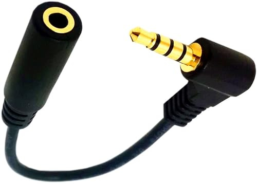 FENGHAISHUN 3.5mm 4 Pole Stereo TRRS Audio Adapter Cable Male to 3.5mm | Female Aux Cord 90 Degree Angle Audio Cable Headset Extension Cable Support Mic 12 inch/30cm