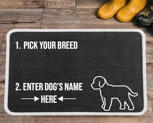 PET REBELLION | Machine Washable & Absorbent | Personalised Extra-Large Pet Feeding Mat | Customisable with Your Pet's Name | Non-Slip Backing | Cockapoo Charcoal