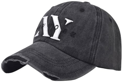 URTAODFE NY Casquette de baseball vintage brodée en coton pour papa, Noir , L