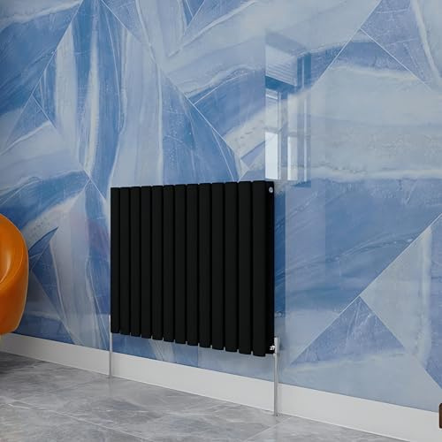 Central Heating Radiator,600x767mm Black Oval Column Double Panel for Bathroom/Hall/Kitchen Energy-efficient and Modern Design.