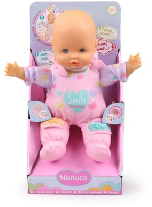 Nenuco Tiritas, Weicher Körper von 25 cm, Puppe mit Babygeräuschen, SAGT Papa und Mama, Weint und Lacht, Abnehmbare Tiritas, Spielzeug für Kinder ab 10 Monaten, Famosa (NFNB0000)