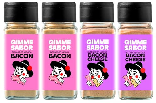 Pack Locos por el Bacon | Sazonadores Vegetales Bacon + Bacon con Queso | 100% Plant-Based, Sin Gluten, Sin Alérgenos | 4 x 55g