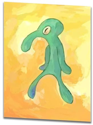 Krilucly Cartoon Oktopus Leinwand Malerei, Toilette Badezimmer Deko Bild, Thaddäus Gemälde Leinwand Bilder für Schlafzimmer Squidward Painting Bild Wohnzimmer Badezimmer Deko, Wasserfest, 20 x 30 cm