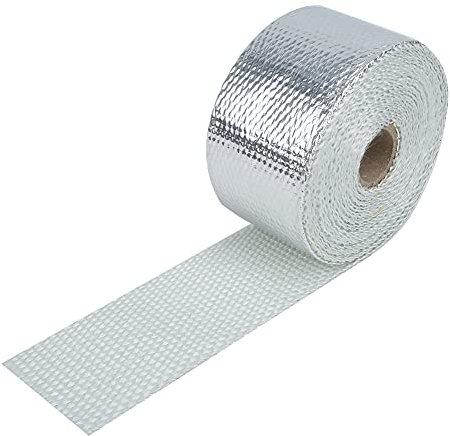 Exhaust Pipe Wrap Tape, 5m Silver Heat Insulation Cloth, High Performance Fiberglass, Up to 2000°F, for Car, Improve Efficiency, Reduce Fuel Consumption, Block Heat Source