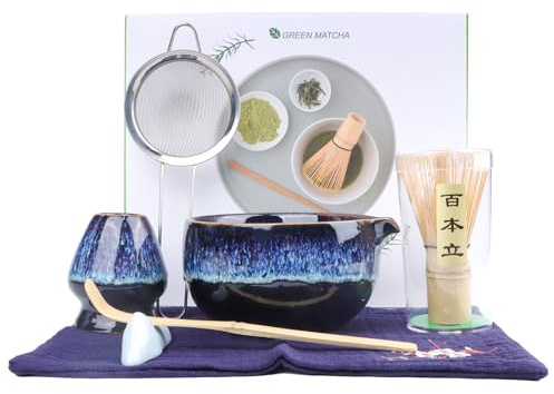 FIVAVA Matcha-Set – 7-Tlg. Macha Tea Set mit Matcha Schale und Matcha Zubehör, ein hochwertiges Matcha Set für Matcha-Enthusiasten (schwarz)