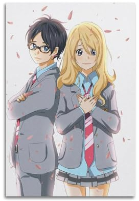 DJZZLLH Poster décoratif sur toile « Your Lie in April » Miyazono Kaori Arima - Impression d'art moderne pour chambre à coucher (60 x 90 cm)