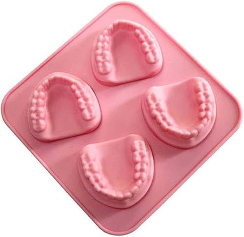 Eiswürfelform mit 4 Löchern für Zahnprothesen, Silikon, lustiges Geschenk für Zahnarzt, Senioren, Eiswürfelform