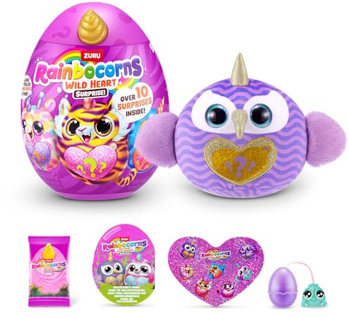 Rainbocorns Wild Heart Surprise (Peacock) by ZURU – Collectible Plush Toy with Surprises, Mystery Egg for Girls & Boys Ages 3+
