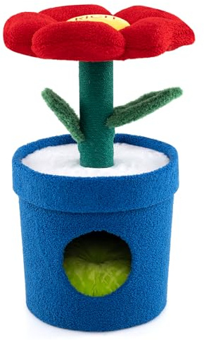 GYMAX Cat Tree, Cute Cat Tower with Sisal Scratching Post, Flower Padded Perch, Condo, Multi-Layer Small Kitty Activity Center for Indoor Cats (Red) | with Flower Padded Perch, Condo, Multi-Layer Small Kitty Activity Center for Indoor Cats (Red)