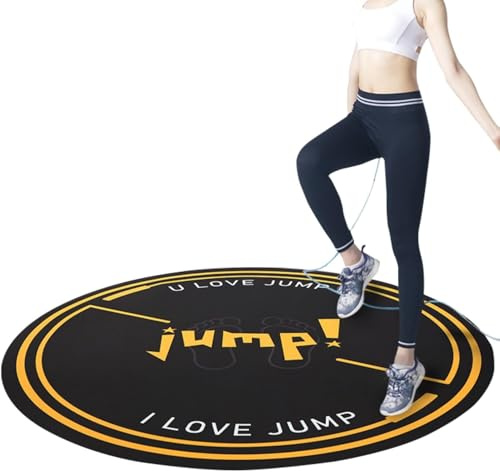 petour Jump Rope Mat, 125 x 125 cm Large Non-Slip Exercise Fitness Mats | Absorbs Impact Indoor & Outdoor Skipping Rope Mats 6MM Round Skipping Rope Mat Workout Jumping Pad for Home Gym Flooring