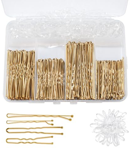 200 Stück Haarnadeln Bobby Pins Gold, Haarklammern, Hair Pins für Frauen Dame Mädchen, Haarspangen, Hair Accessories Bun Pins, für Haarschmuck, mit 100 Stück Unsichtbarer Klare Haarbänder(Gold)