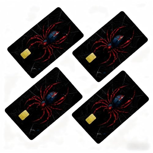 Funny Cute Spinnen Kreditkarten Skin Aufkleber 4 Stück Wasserdicht Trendy Spider Debitkarten Sticker für Most Metro Transport Schlüssel Bankkarten,Cartoon Tier Haut Decal für Teenager Erwachsene