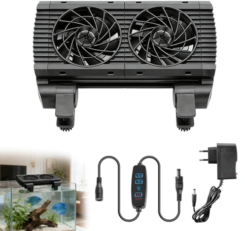 Aquarium Lüfter, Aquarium Kühler, Aquarium Wasserkühler Aquarium Ventilator Aquarium-Kühler Mit Einstellbarer Drehzahlregelung Für Wassertank, Aquarium Tank Chiller, Doppel Kopf, Aquarien Kühler