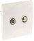 Zenitech - Prise TV Ø9,52 + Satellite - Fixation à Vis et Griffes - Compatible Boîtes d'Encastrement Standards - Certifiée CE - Blanc