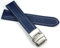 Sulla 22mm Genuine Leder Uhrenarmband mit Edelstahl Faltschließe mittel blau weiße Naht