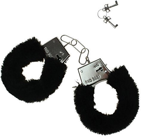 SHATCHI 12542 Polizistin Kostüm flauschig Plüsch Handschellen Spiele Fasching Brautjungfer Junggesellinnenabschied Partyzubehör lustige Geschenke, Unisex Erwachsene, Schwarz