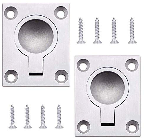 RongLeDAI 2 Stück bündiger Ringgriff Luke Spind 49 x 39 mm Boot Spind Schrank versteckter Griff Edelstahl Marine Yacht Schublade Tür Hardware
