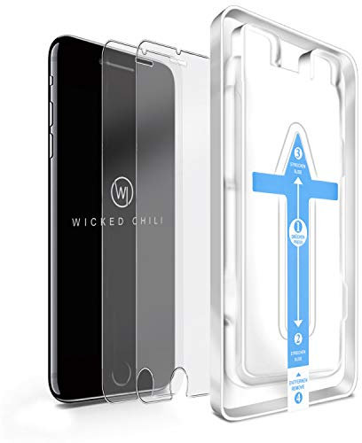 Wicked Chili 2x Panzerfolie Glas Displayschutz kompatibel mit iPhone 8/7 (4,7 Zoll) mit Installationshilfe, Schutzfolie, Displayschutzfolie, Schutzglas (Blasenfrei mit Schablone)