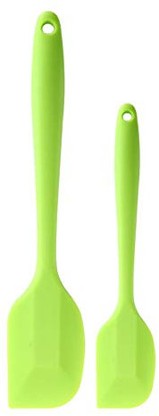 ANGGREK - Juego de espátula, diseño de mango largo, silicona para hornear, antipegajoso, color verde