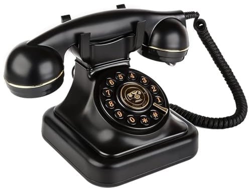 Sangyn Retro Festnetztelefone Klassisches Retro Telefon mit Wählscheibe Einstellbare Lautstärke Vintage Nostalgie Telefon für Home Office Dekoration, Schwarz