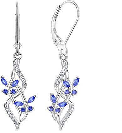 JO WISDOM Ohrringe Hängende Unendlichkeit Silber 925,Ohrringe Schmetterling Damen mit 3A Zirkonia September Geburtsstein Saphirfarbe,Schmuck für Frauen