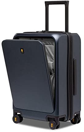 LEVEL8 Bagages Cabine avec Poche Frontale pour Ordinateur Portable 15,6, Valise de Voyage Bagage à Main Trolley avec Port de Charge et Serrure TSA, 55CM, 35L, Royal Bleu