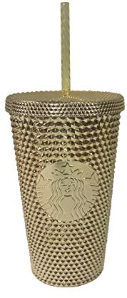 Starbucks Gobelet clouté doré 2022 pour l'automne et l'hiver (473,6 ml – Grande)