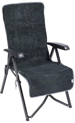 Sowel® Handtuch für Liegestuhl, Frottee Schonbezug, Bla Bla Lounger, 100% Baumwolle, 56 x 140 cm, Anthrazit/Grau