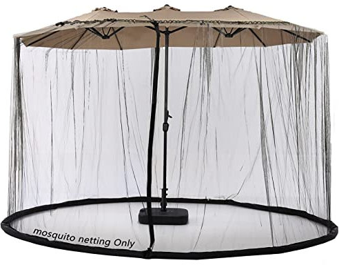 Moustiquaire pour parasol, moustiquaire, protection contre les insectes, parasol de jardin, parasol, terrasse, 4,6 m, filet de protection double face