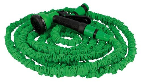 Amig - Tubo Estensibile | 15 Metri | Include Accessori e Pistola per Irrigazione a 8 Funzioni | Supporta Fino a 6 bar. di Pressione | Colore Verde | Doppio Lattice