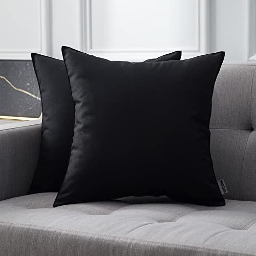 MIULEE 2er Set Outdoor Kissenbezug wasserdichte Kissenbezüge Sofakissen Dekorativ Couchkissen Wetterfeste Kissenhülle Zierkissen Bezug Weich für Sofa Couch Outdoor Garten Balkon 40x40 cm Schwarz