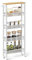 VASAGLE Rollwagen 5 Ebenen, Küchenwagen schmal, Nischenregal auf Rollen, Stahl, Griff, für kleine Räume, 13 x 45,4 x 99,6 cm, Küche, Bad, Wohnzimmer, Arbeitszimmer, eichenfarben-weiß LRC034W09