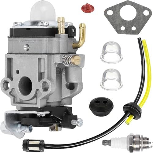 ZAMDOE 15mm Carburetor Compatible for 33cc 43cc 47cc 49cc 50cc 52cc 2 Stroke Engine for MP15 CG430 CG520 BC430 BC520 Brush Cutter Grass Trimmer with Spark Plug