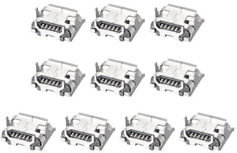 DMiotech 10pcs Micro USB Female Socket Connector 5 Pin Jack Sockets Adapter 180 Degree 1A 30V Jack Connector Set for Phone Soldering Micro USB Repair Replacement Adapter