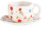FülleMore Niedliche Kaffeetasse mit Untertasse 250ml Espressotasse Frühstückstasse Süße Teetasse Party Kaffeeservice Geschenk für Mama Oma Mädchen Freundin Kollegin (Weiß mit Blumen)