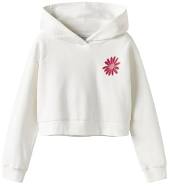 Name IT Mädchen Nkfkory Ls Crop RLX SWE Wh Bru Ps Noos, Cloud Dancer, 122-128 EU