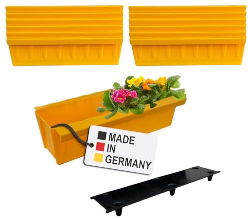BURI 12 Euro-Paletten Blumenkästen-Einsätze inkl. Bewässerungsmatte | mit Hängesystem zum Einhängen | 37,3cm Gelb | Pflanzkasten für Europalette Palette | Balkonkasten | Blumentopf | sehr stabil