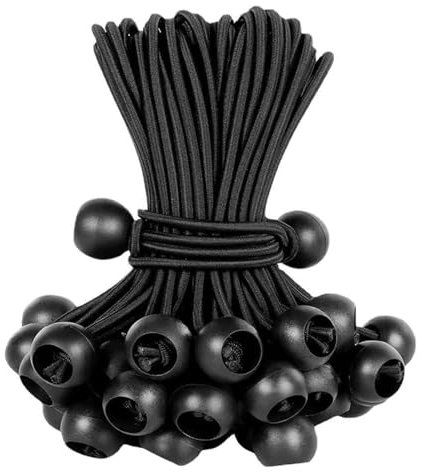 10 Pcs Bungee Cords With Balls, Tarpaulin Ties, Bungee Balls, Tarpaulin Bungees Cord, Elastic Bungees Ties, Heavy Duty Strap Ball, for Tents, Banners, Household, Camping, Tarps(15cm, Black)