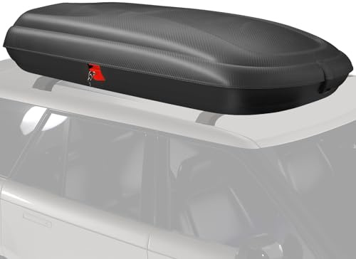 COSTWAY Box da Tetto per Auto XL, Baule Tetto Universale Rigido Impermeabile Super Resistente in Fibra Carbonio e Metallo, Portapacchi per Auto con Chiavi, Capacità 75 kg (201 x 79 x 38 cm)